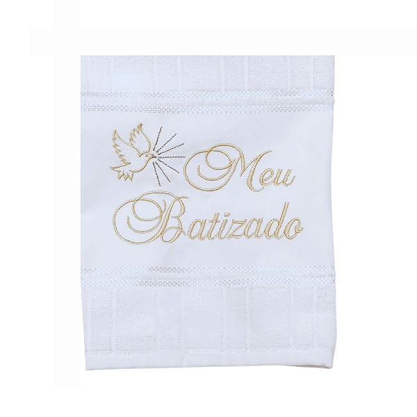 Toalha de Batizado branca com "Meu Batizado" bordado