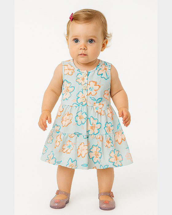 Vestido Bebê Feminino Estampado Casual Lebhua 16684