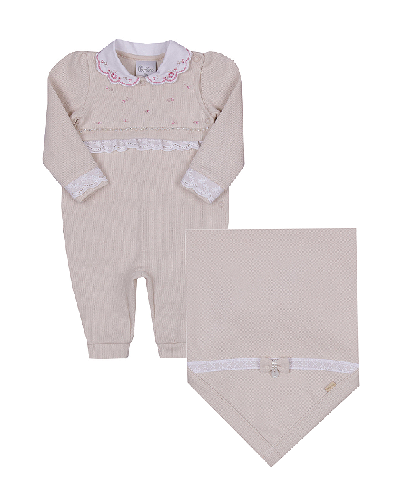 Saída Maternidade Feminina Malha Tricozinho (2Pç)