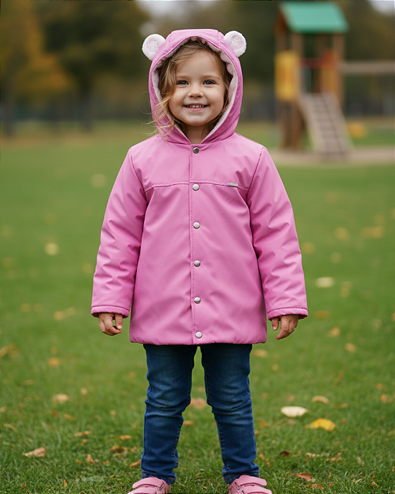 Casaco Bebê Feminino com Capuz Bordado e Forro de Pelo 14840