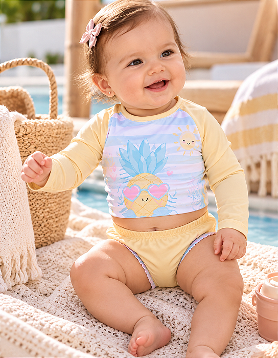 Conjunto Bebê Feminino Praia UV 50+ Lebhua 15291