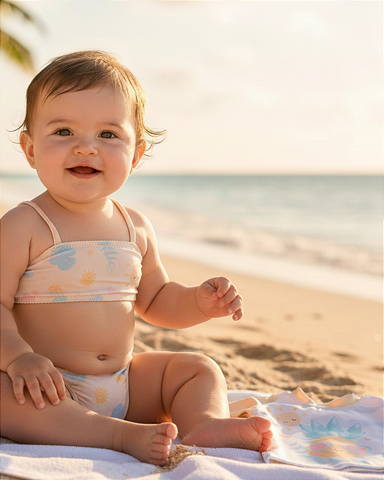 Conjunto Bebê Feminino Linha Praia UV50 MLonga Lebhua 15291