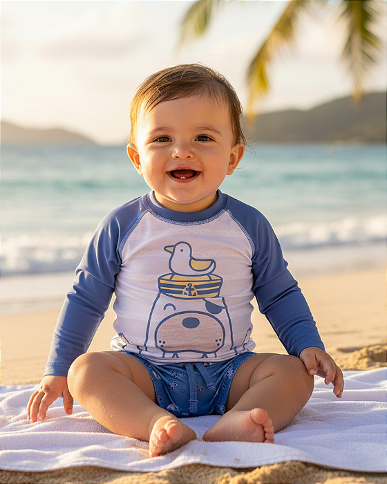 Conjunto Bebê Linha Praia Blusa e Sunga UV50 Lebhua 15304