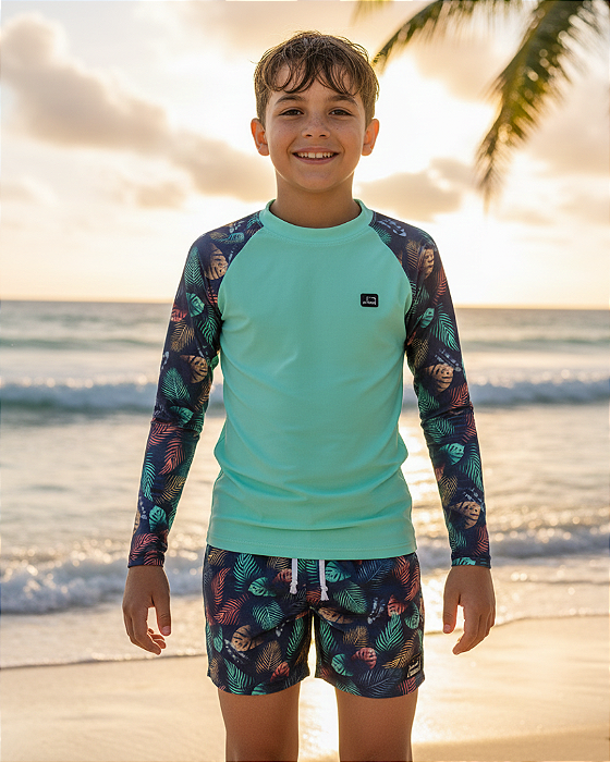 Conjunto Infantil Masculino Praia UV50 Blusa e Sunga 15301