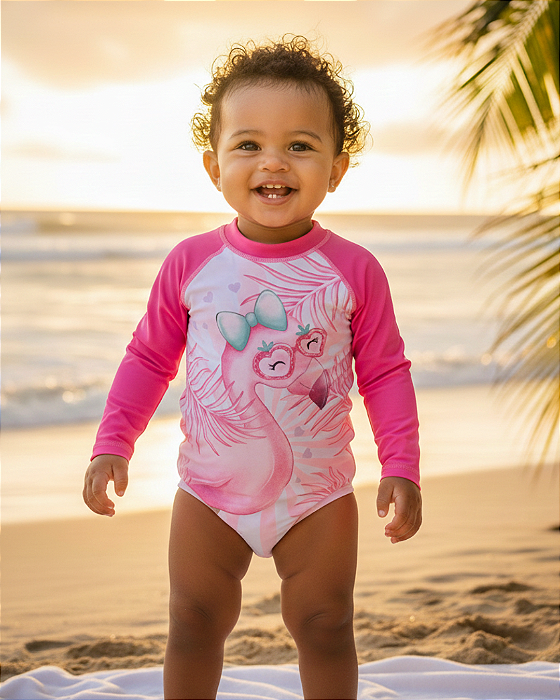 Macacão Bebê Feminino Curto Linha Praia UV50 Lebhua 15280