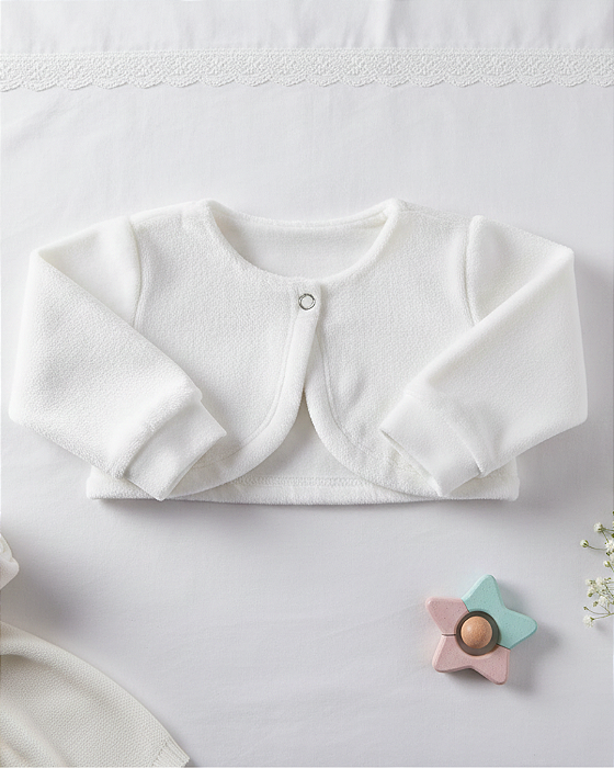 Bolero Bebê em Plush com Botão de Pressão de Strass 3791