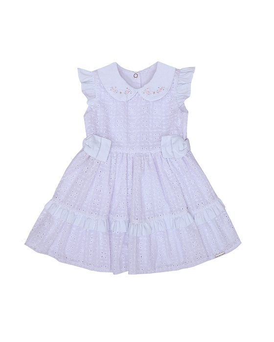Vestido Lese Delicado: Babado, Bordado e Laços Paraiso 17033