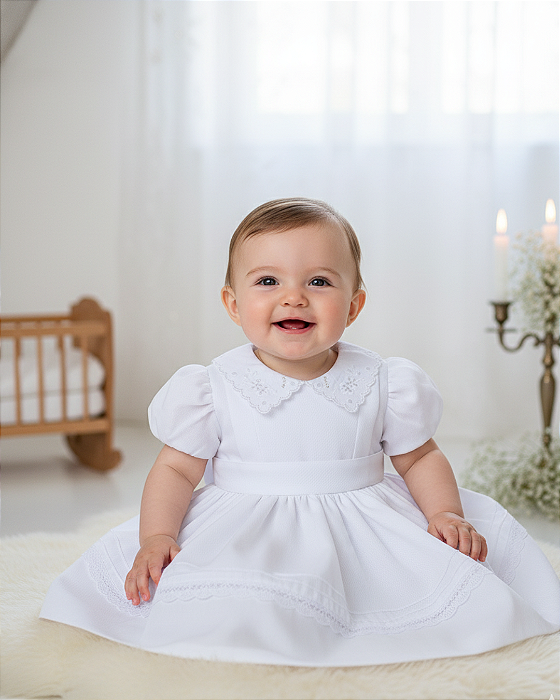 Vestido Tecido Leve: Manga Balonê e Laço  Paraiso 17029