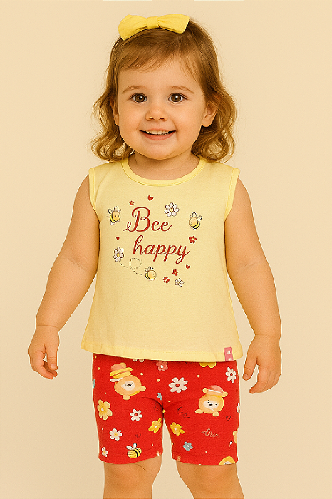 Conjunto Blusa Meia Malha e Ciclista Estampada 11411