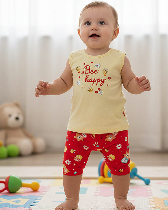 Conjunto Blusa Meia Malha e Ciclista Estampada 11411