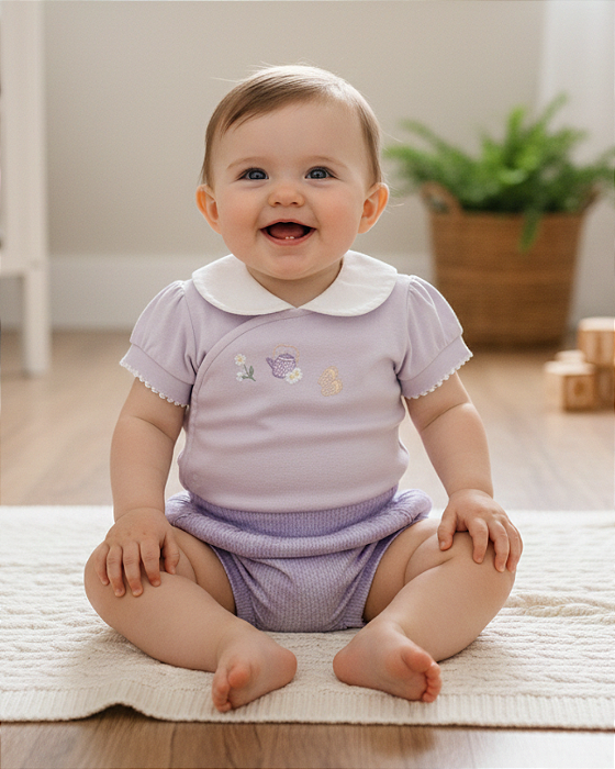 Conjunto Bebê Feminino Curto Body Kimono Shorts Letut 16592