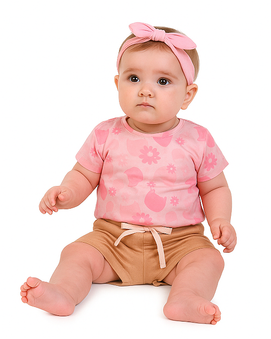 Conjunto Infantil Feminino Camiseta e Shorts Lebhua 16711
