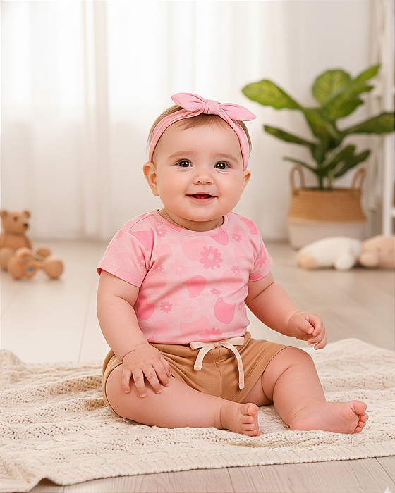 Conjunto Infantil Feminino Camiseta e Shorts Lebhua 16711