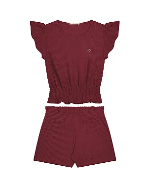 Conjunto Infantil Cropped e Shorts Meia Malha Tiny Joy 11588
