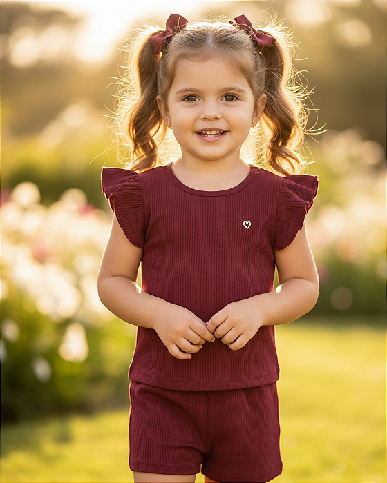 Conjunto Infantil Cropped e Shorts Meia Malha Tiny Joy 11588