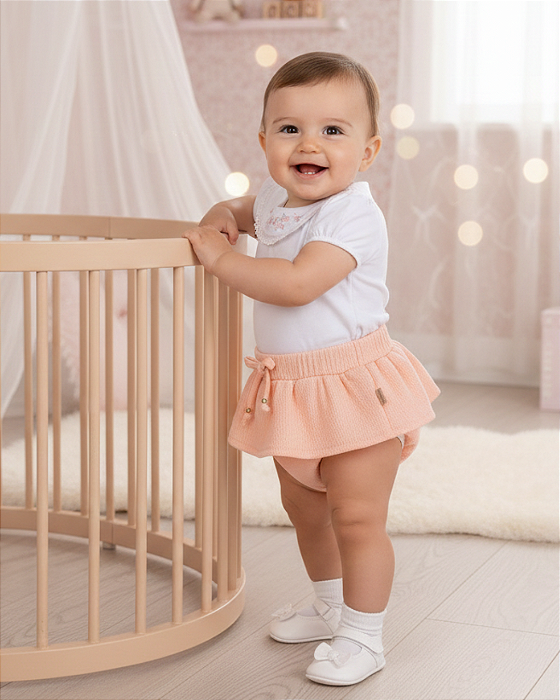 Conjunto Bebê Feminino Curto Body Tapa Fralda Paraiso 15412