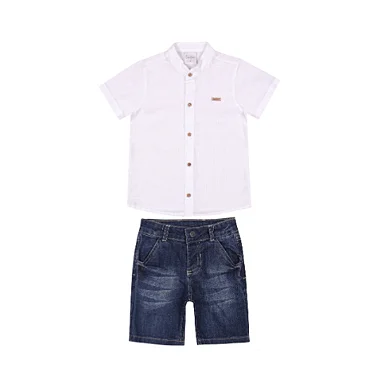 Conjunto Infantil Masculino Camisa ShortsJeans Paraiso 15569