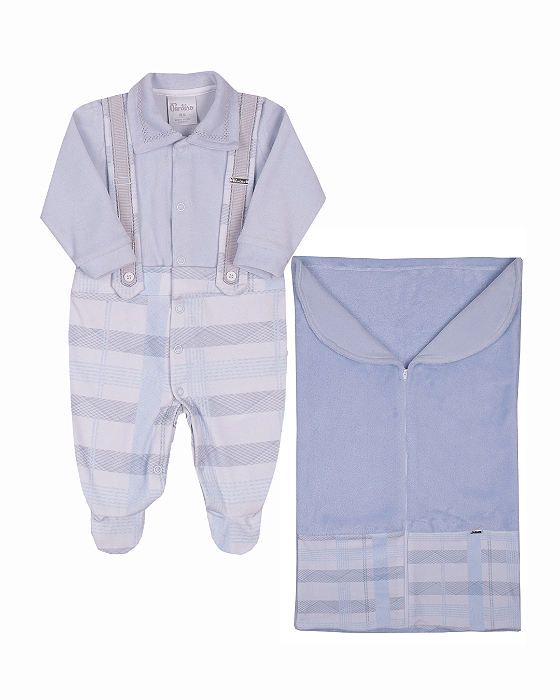 Saída Maternidade Masculina Plush Azul 2Pç Paraiso 14566