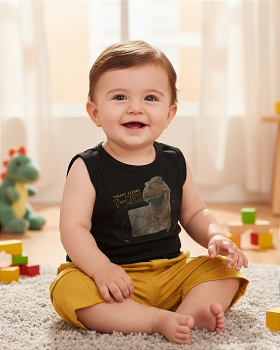 Conjunto Infantil Masculino Regata e Bermuda Moletom 11470