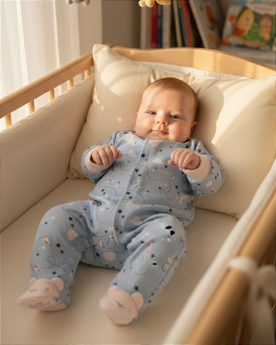 Macacão Bebê Masculino Longo Plush Estampado Letut 14167