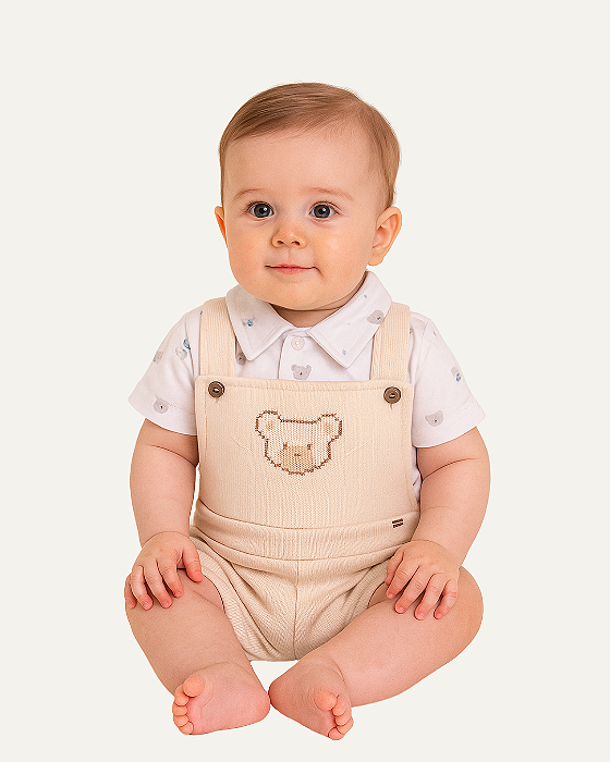 Macacão Bebê Masculino Curto Malha Trico  Paraiso 13906