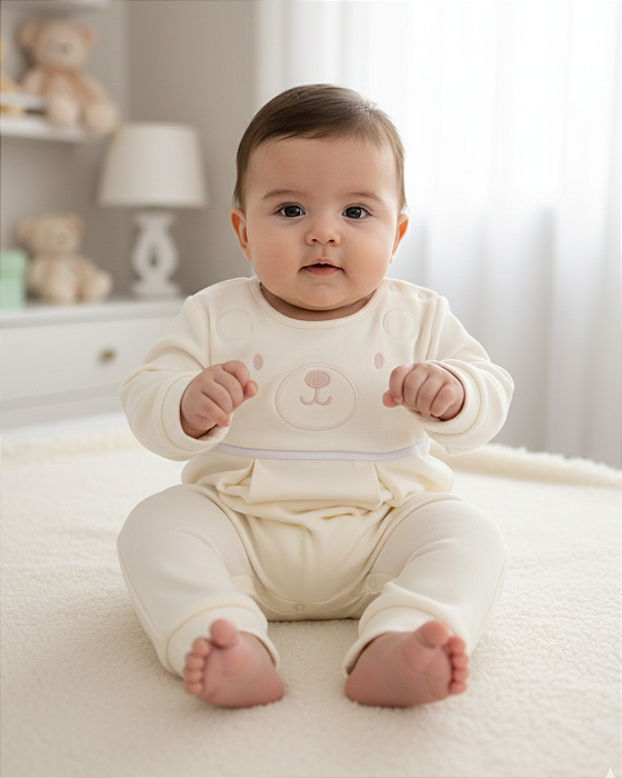 Macacão Bebê Unissex Longo Suedine Carinha Paraiso 15362