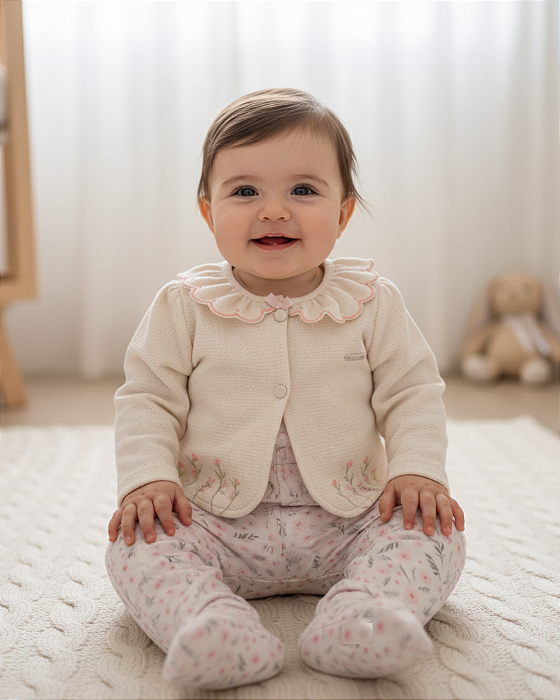 Macacão Bebê Feminino Longo Floral Pala Paraiso 17729