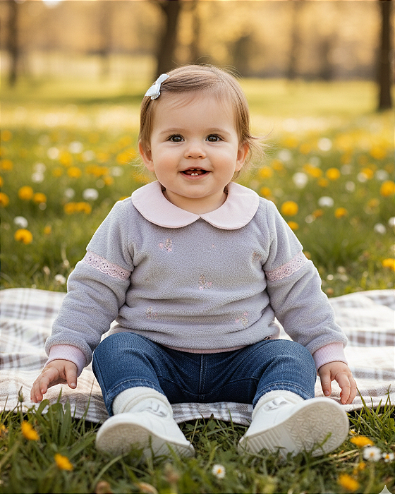 Conjunto Bebê Feminino Blusa em Pelo + Calça Paraiso 14650