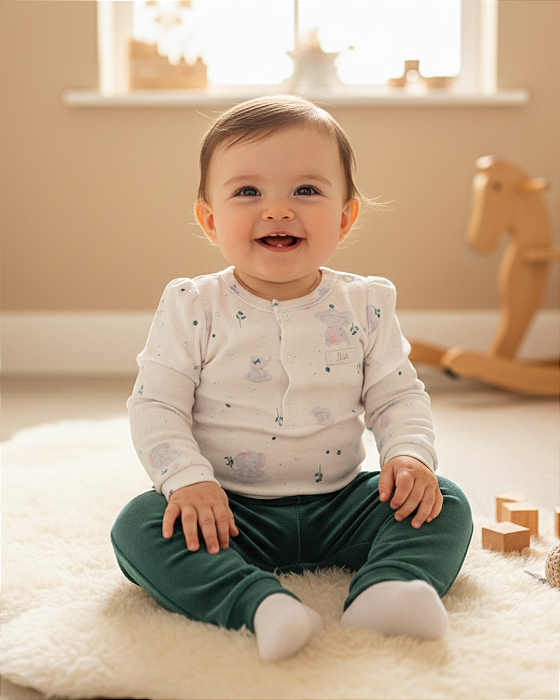 Conjunto Bebê Feminino Longo Body e Calça Plush Letut 17342