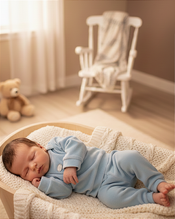 Conjunto Bebê Longo Body Calça Plush Amamentação Letut 17346