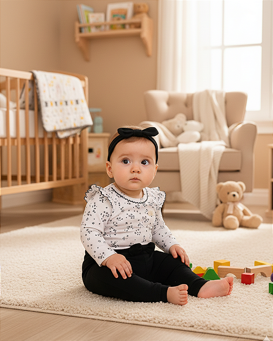 Conjunto Bebê Feminino Longo Body e Calça Letut 17361