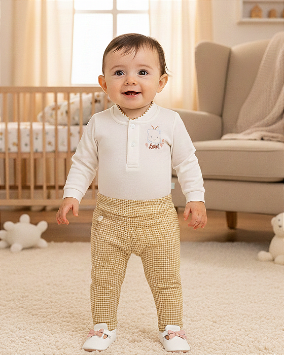Conjunto Bebê Feminino Longo Body e Calça Letut 17364