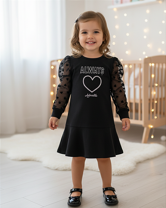 Vestido Infantil em Cotton com Tule – Sofisticação 11781
