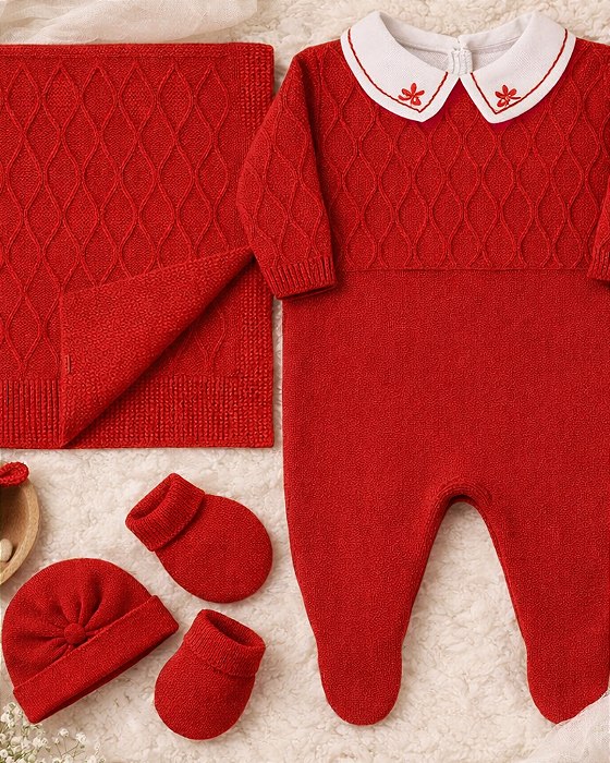 Saída Maternidade Masculina Trico 5Pçs Bebê Tricot MM203