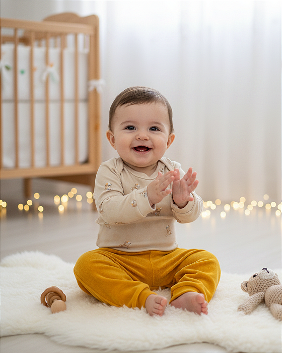 Conjunto Bebê Masculino Longo Body e Calça Letut 17329