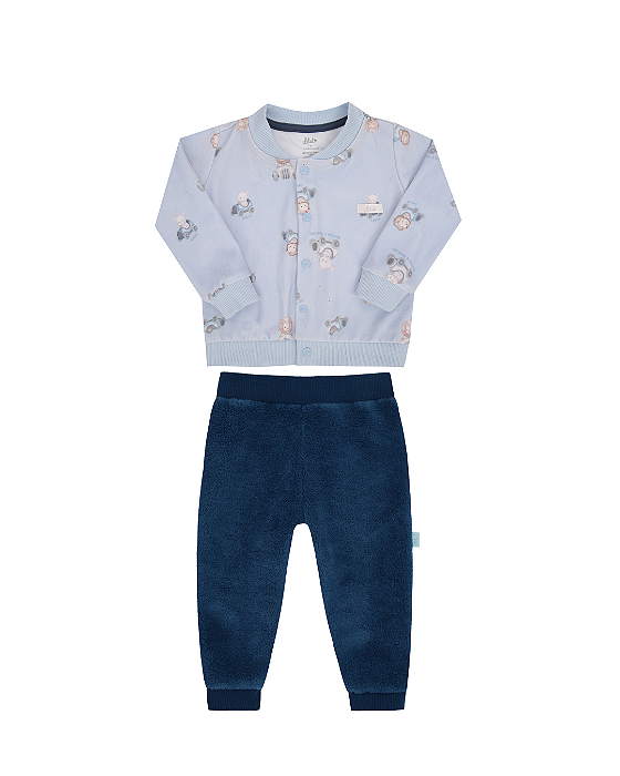 Conjunto Bebê Masculino Longo Casaco e Calça Letut 17331