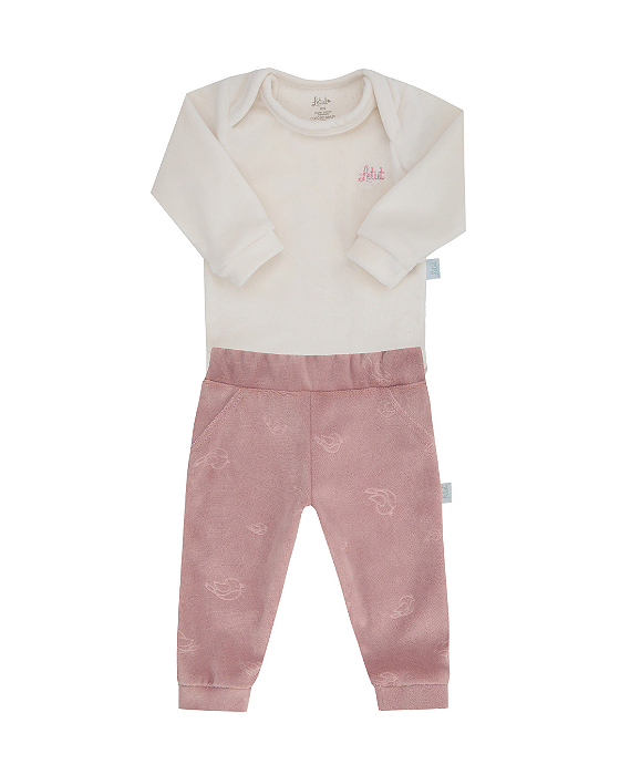 Conjunto Bebê Longo em plush Body e Calça Letut 17348