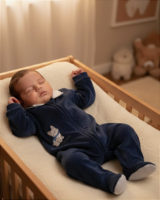 Macacão Bebê Masculino Longo Plush com Zíper Letut 17266