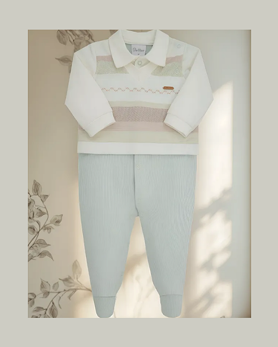 Macacão Bebê Masculino Longo Bordado Paraíso 17712