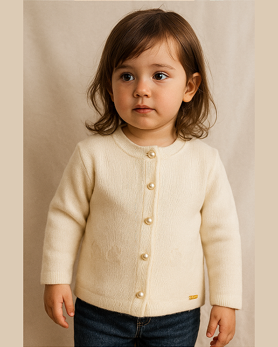 Casaco Infantil Feminino Laços Decorativos em relevo  Thamy