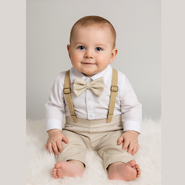 Conjunto Batizado Bebê Masculino - Suspensório e Gravata 021