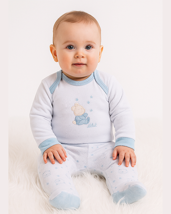 Conjunto Bebê Masculino Longo Plush Body e Calça Letut 14220