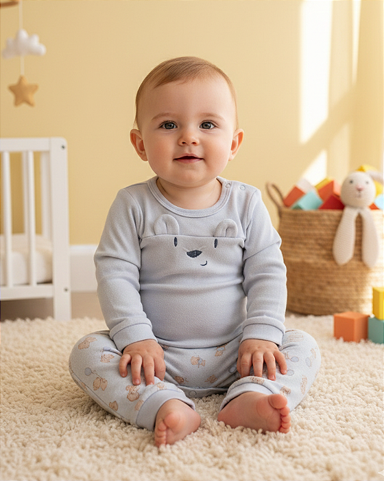 Conjunto Bebê Masculino Longo Body Orelhinhas Letut 12766