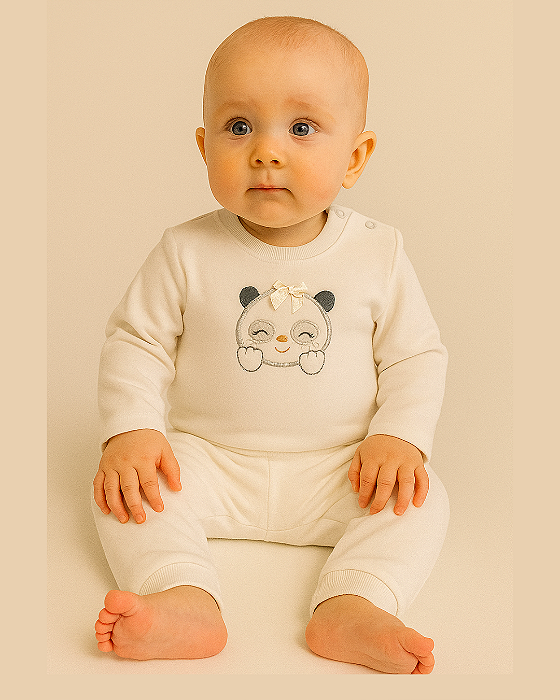 Conjunto Bebê Feminino Body, Calça algodão Baby Fluffy 5009