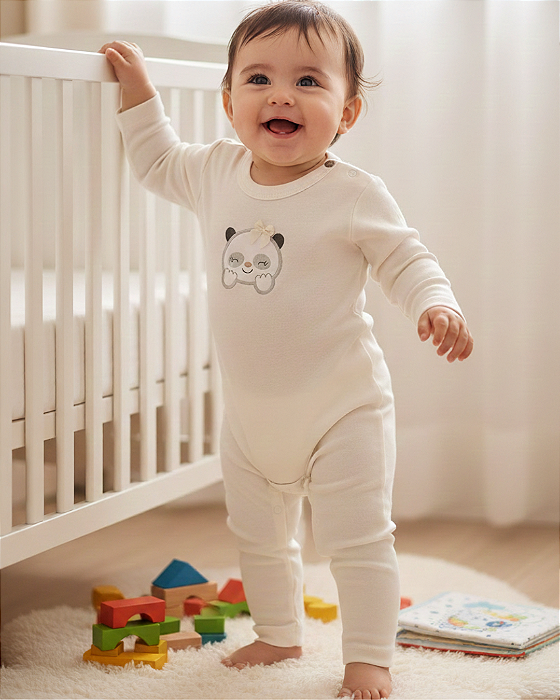 Conjunto Bebê Feminino Body, Calça algodão Baby Fluffy 5009