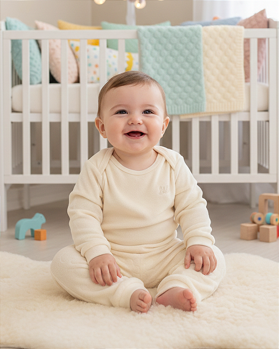 Conjunto Bebê Unissex Longo Body Plush e Calça Letut 12777