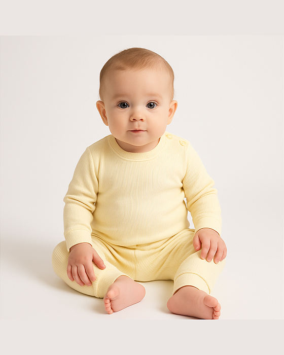 Conjunto Bebê Longo Malha Canelada 100%Algodão Baby Duck 290