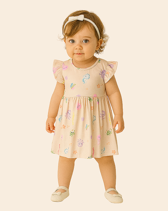 Vestido Bebê Feminino Malha Soft Estampado 11406