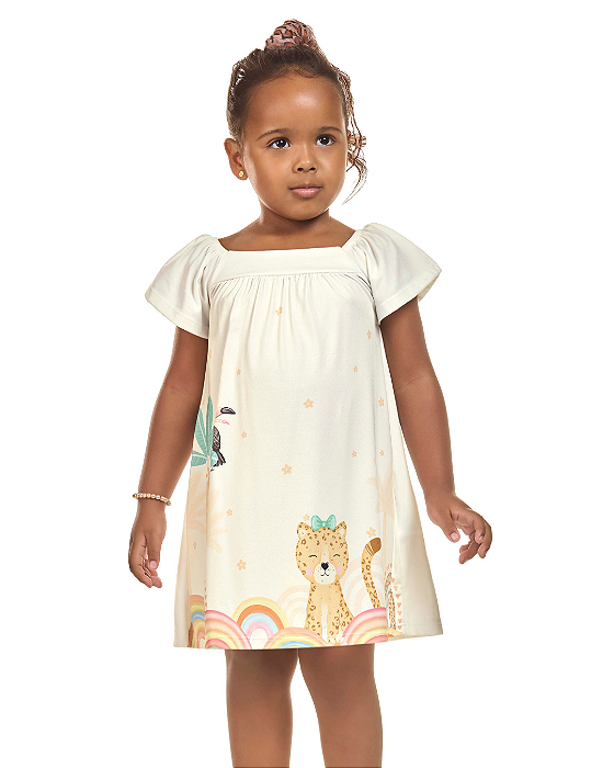 Vestido Bebê Feminino em malha Soft Estampado Kaiani 11422