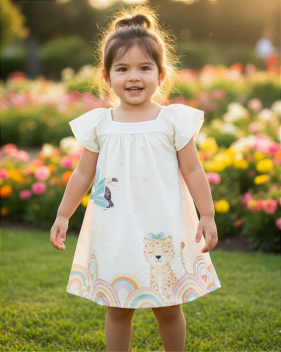 Vestido Bebê Feminino em malha Soft Estampado Kaiani 11422